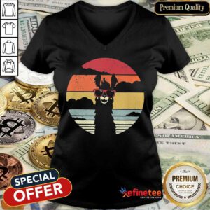 Pretty Llama Wear Glasses Vintage V-neck