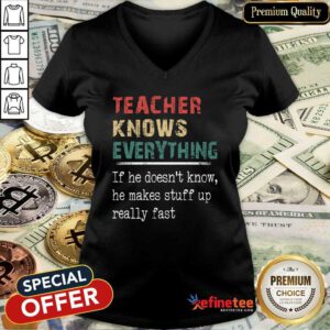 Pretty Teacher Knows Everything Vintage V-neck