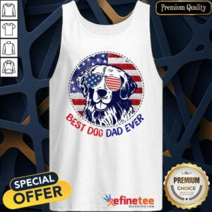 Golden Best Dog Dad Ever American Flag Tank Top