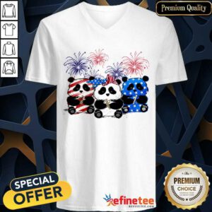 Panda American Flag Firework V-neck
