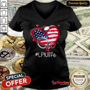 Heart American Flag LPN Life V-neck