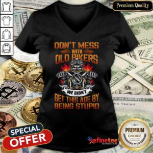 Motorcycle Don't Mess With Old Bikers V-neck
