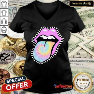 Nice Tie Dye Lips V-neck
