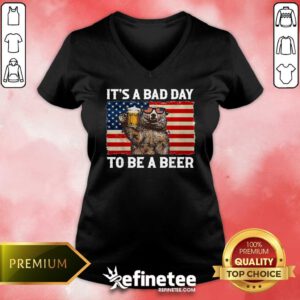 Nice It's A Bad Day To Be A Beer Shirt US Flag Bear Drinking V-neck