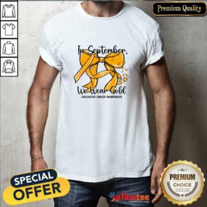 Official In Septemper We Wear Gold Cancer Coquette Bow Gold T-Shirt