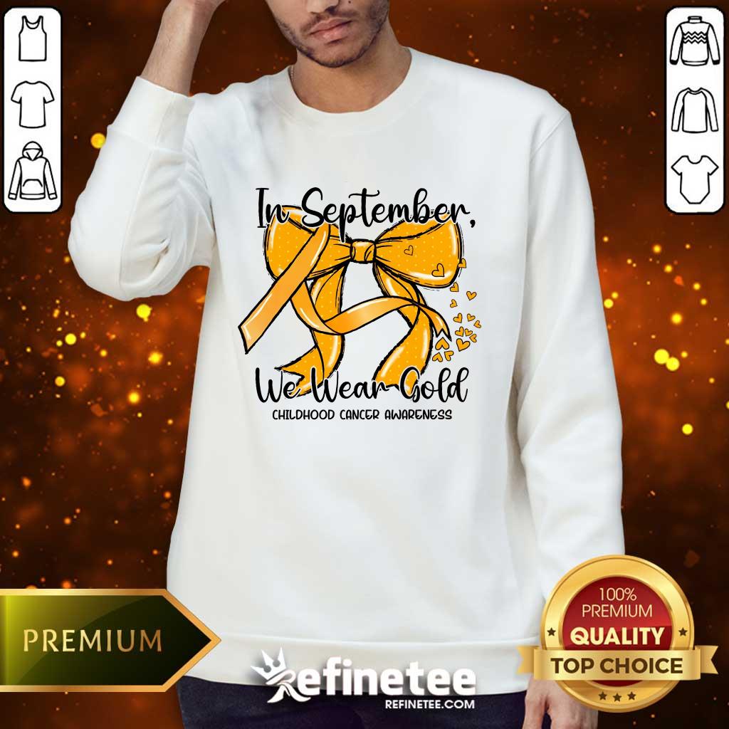 Official In Septemper We Wear Gold Cancer Coquette Bow Gold Sweater