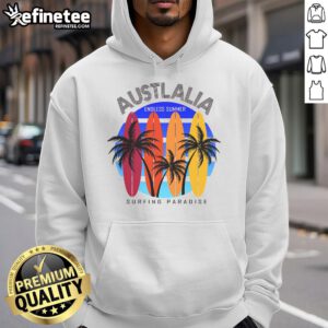 Australia Surfing Paradise Endless Summer Hoodie showcasing vibrant design perfect for beach lovers and surf enthusiasts.
