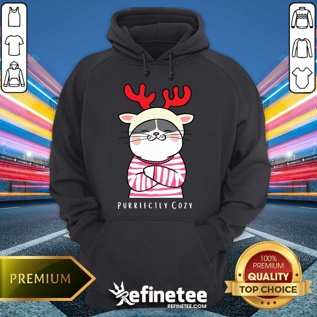 Awesome Cute Cozy Kitty Cat Reindeer Christmas Hoodie