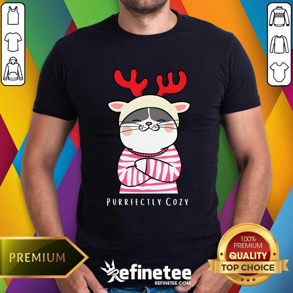 Awesome Cute Cozy Kitty Cat Reindeer Christmas T-Shirt
