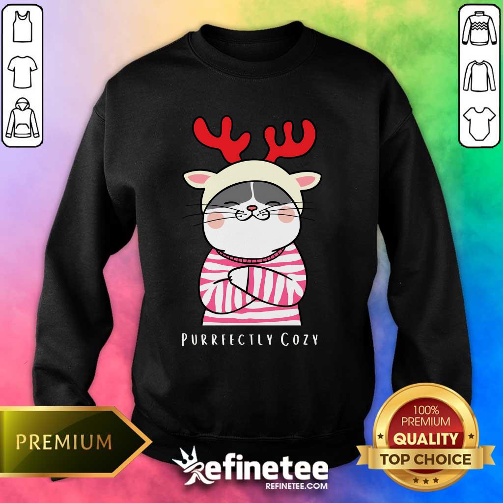 Awesome Cute Cozy Kitty Cat Reindeer Christmas Sweater