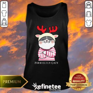 Awesome Cute Cozy Kitty Cat Reindeer Christmas Tank-top