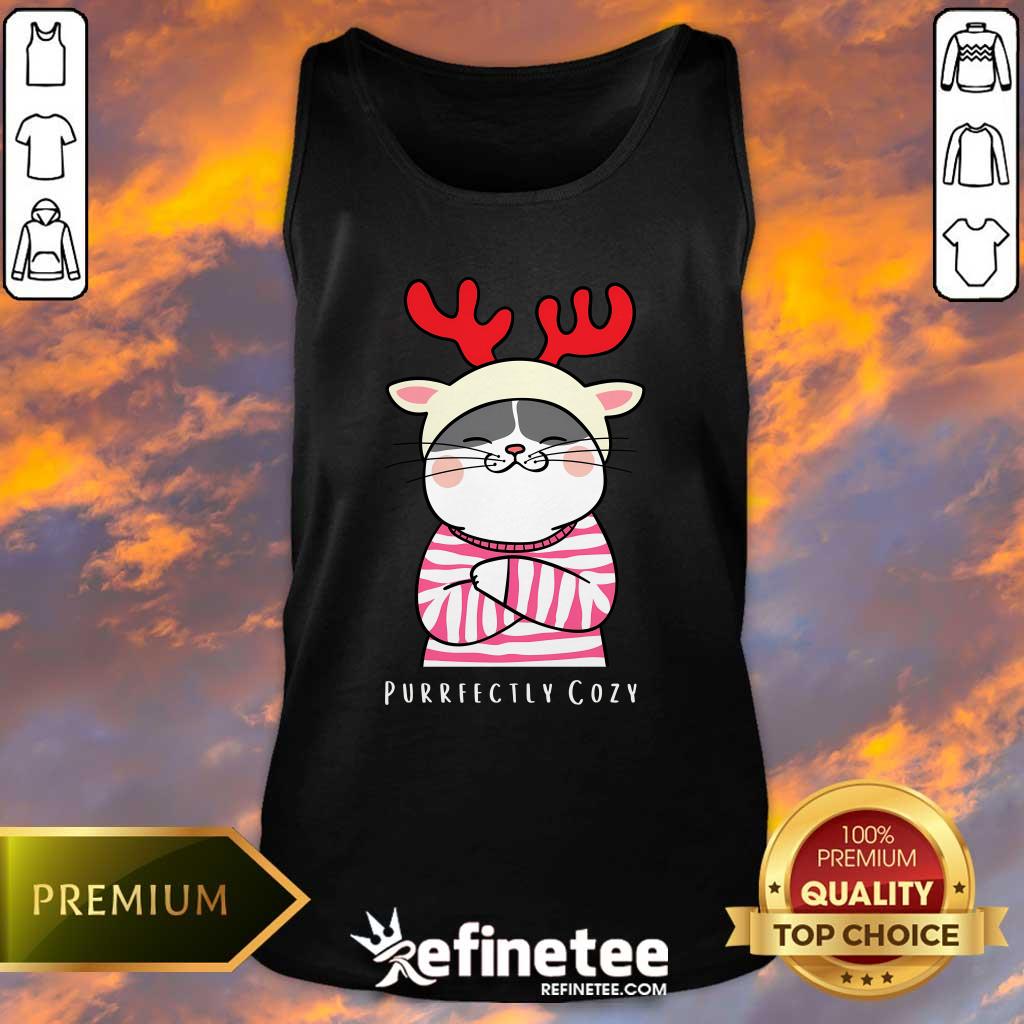 Awesome Cute Cozy Kitty Cat Reindeer Christmas Tank-top