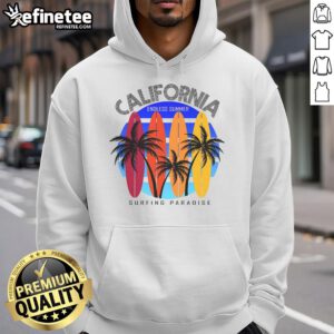 California Surfing Paradise Endless Summer Hoodie displayed on a beach, capturing the essence of coastal lifestyle and adventure.