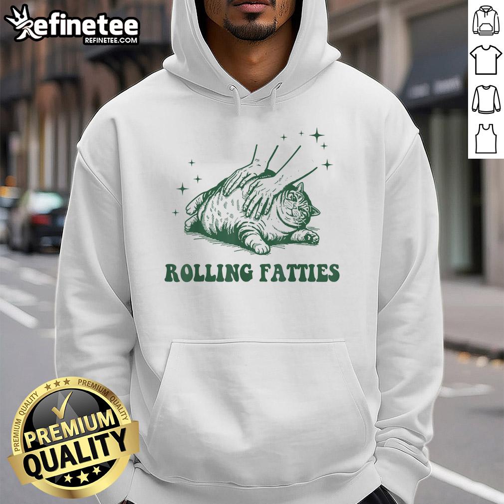 Funny Rolling Fatties Cat hoodie featuring a cute cat design, perfect for cat lovers and fun fashion enthusiasts.