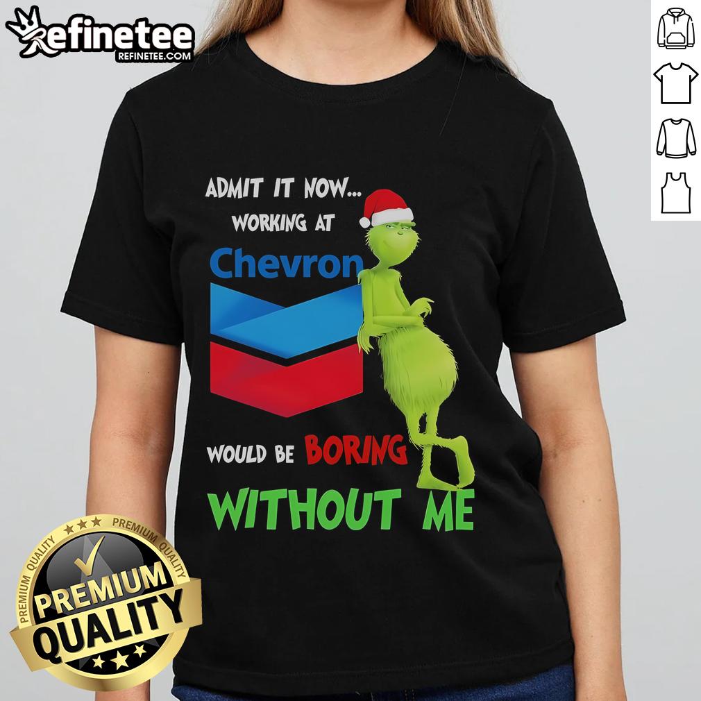 Funny Santa Grinch Christmas tee for ladies, perfect for adding humor to the holiday season at Chevron or any festive gathering.