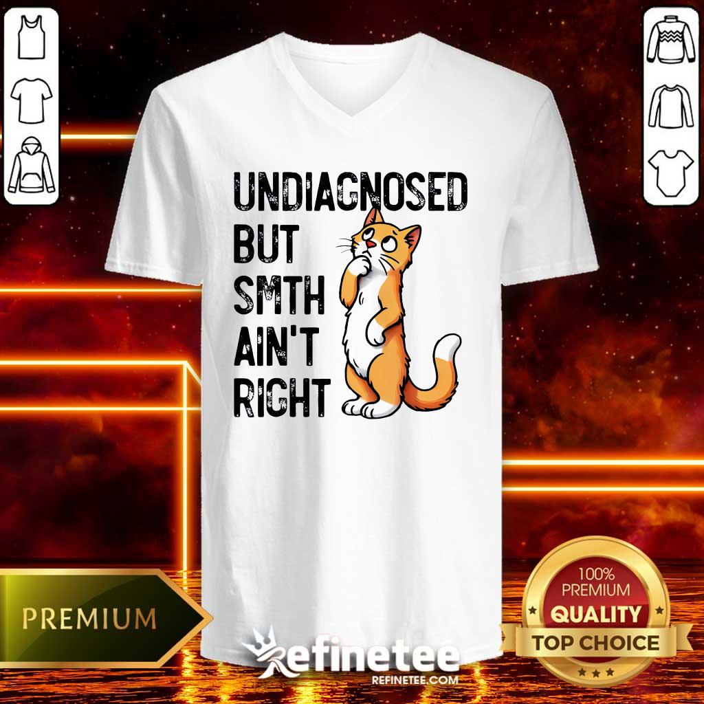 Funny Undiagnosed But Something Ain't Right Funny Cat Saying Meme V-neck