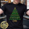 Good Christian Christmas Jesus Bible Names Xmas Tree Shaped T-Shirt design featuring festive and religious elements.