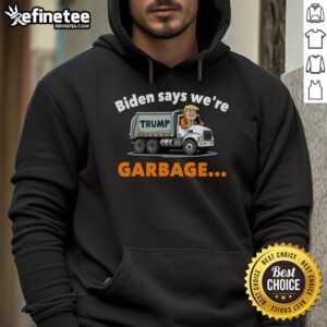 Alt Text: Hot Donald Trump rides a garbage truck wearing a hoodie, showcasing bold fashion and humor in a unique setting.