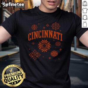 Nice A Very Cincinnati Christmas T-Shirt featuring festive design and holiday colors for Cincinnati fans.