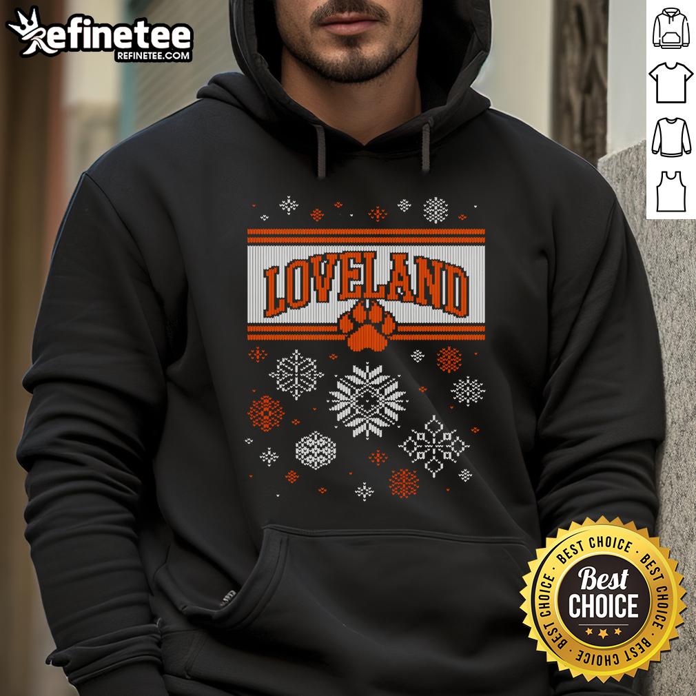 Cozy Nice Loveland Ugly Christmas Sweatshirt Hoodie featuring festive designs in vibrant colors for holiday cheer.