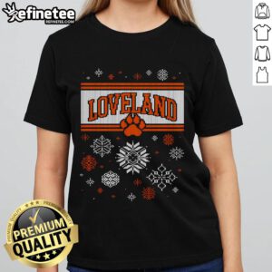 Nice Loveland Ugly Christmas Sweatshirt for ladies featuring festive graphics, perfect for holiday gatherings.