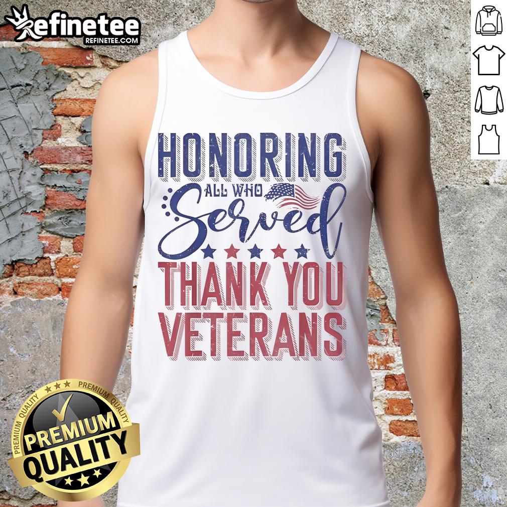 Thank You Veterans Day tank top featuring the American flag, honoring all who served in the military.