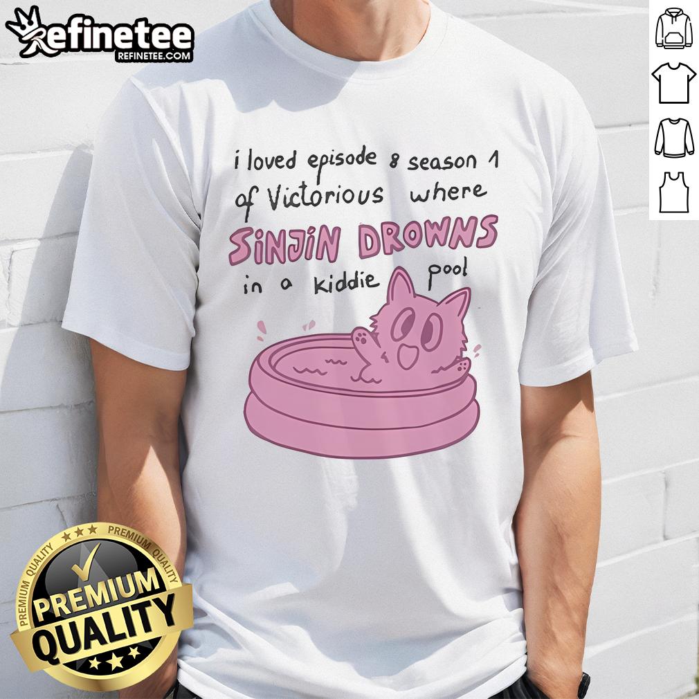 Official I Love Episode 8 Season 1 of Victorious T-Shirt featuring Sinjin drowning in a kiddie pool scene.