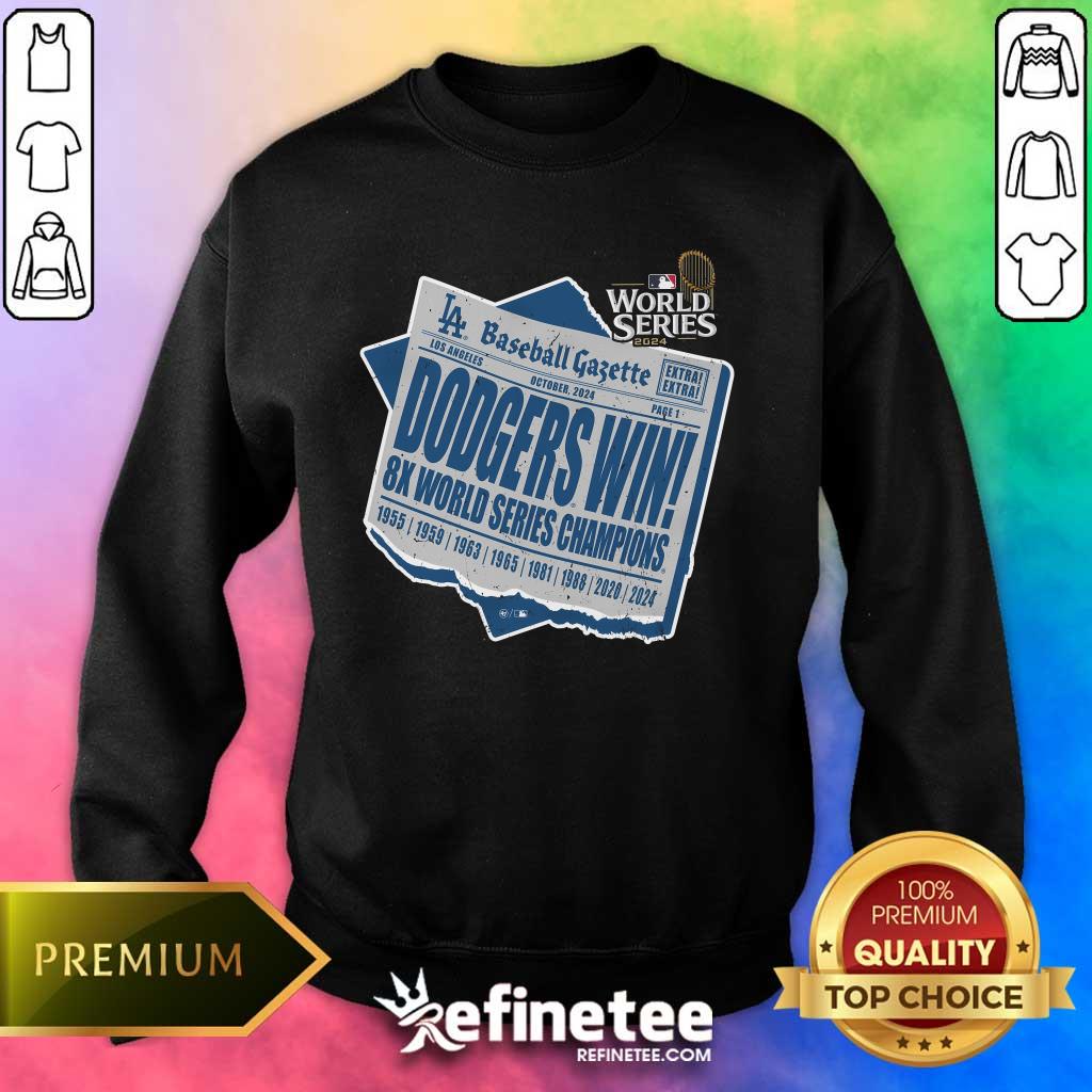 Official Los Angeles Dodgers 2024 8 Times World Series Champions Sweater