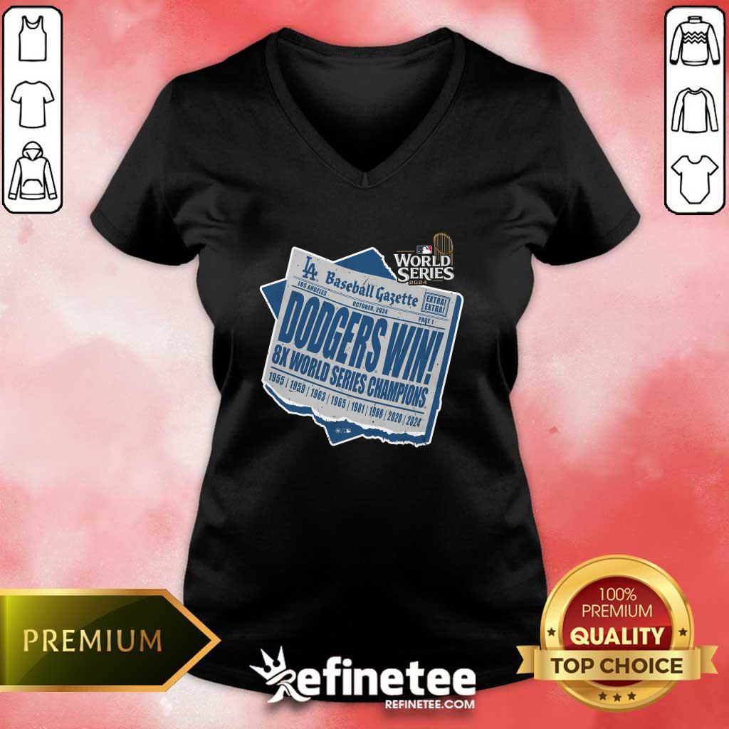 Official Los Angeles Dodgers 2024 8 Times World Series Champions V-neck