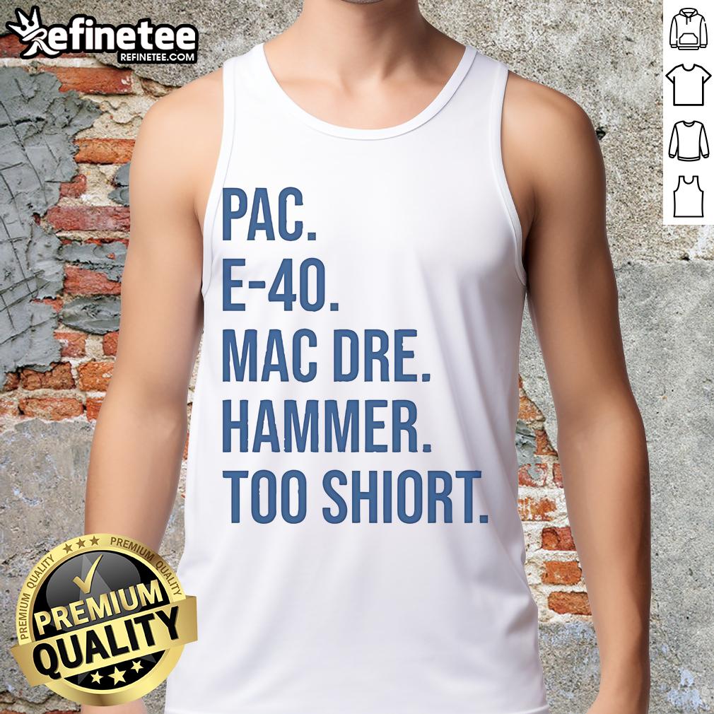 Official Pac E-40 Mac Dre Hammer Too Short tank top featuring vibrant graphics and iconic hip-hop style.