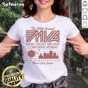Alt Text: Ladies tee from the 24th Annual MVA Music Valley Archive Corporate Retreat at Nashville Music City Center.