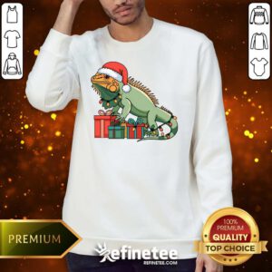Premium Happy Merry Christmas Iguana Christmas Lights Presents Sweater