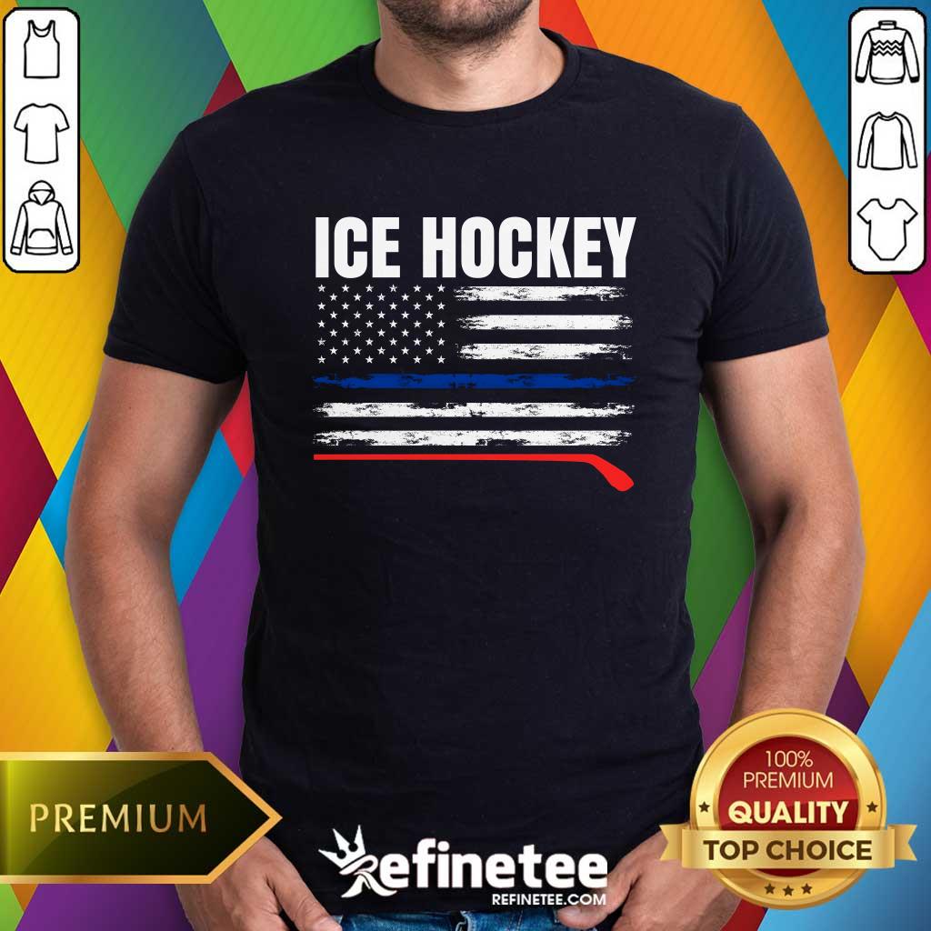 Premium Patriotic Ice Hockey Player USA Flag Hockey Stick Ice Hockey T-Shirt
