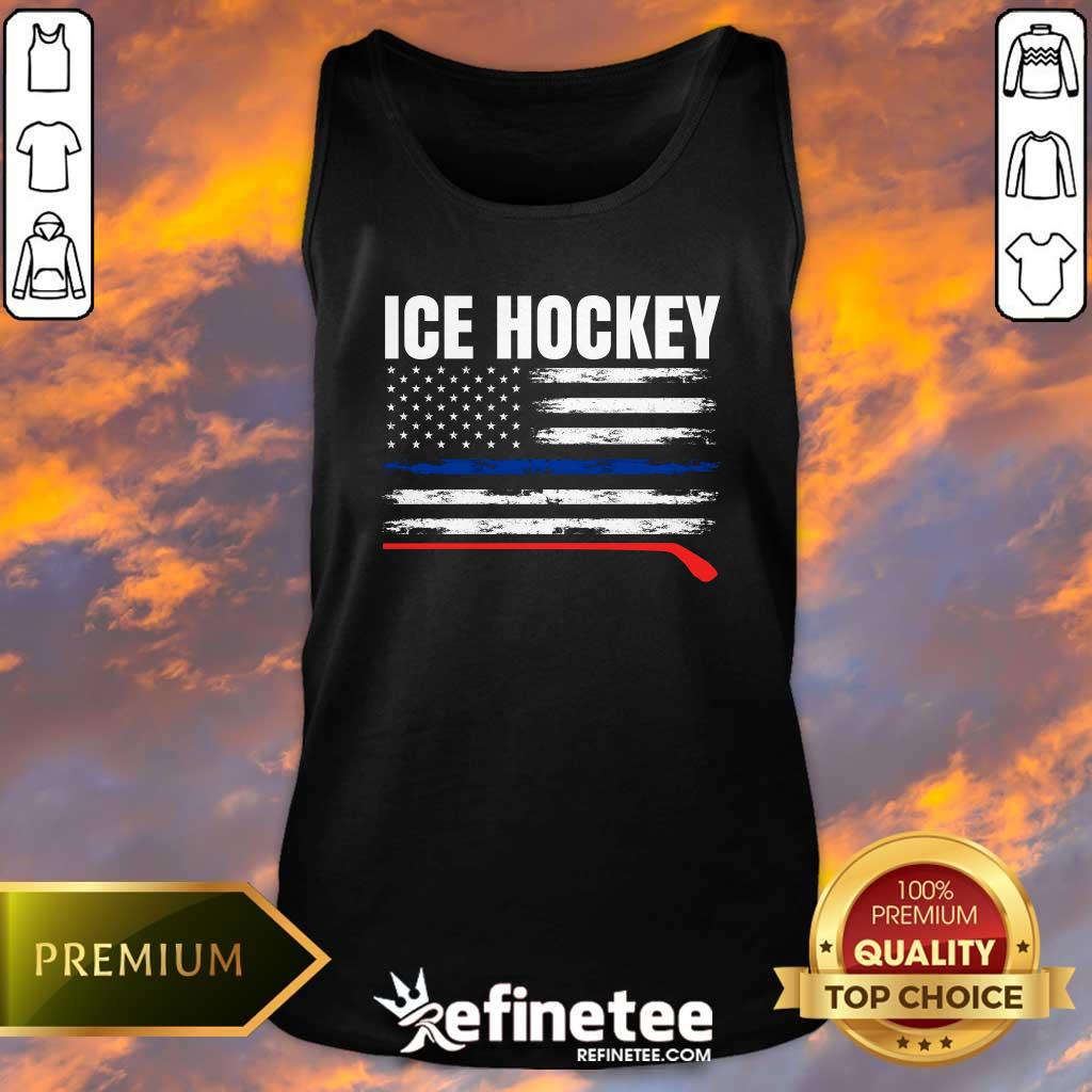 Premium Patriotic Ice Hockey Player USA Flag Hockey Stick Ice Hockey Tank-top