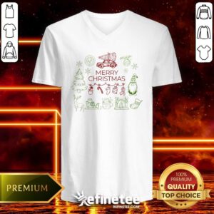 Pretty Merry Christmas Line Art V-neck
