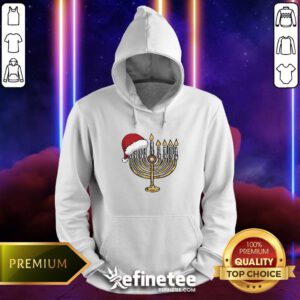 Top Happy Christmas Hanukkah Santa Hat Jewish Menorah Hoodie