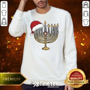 Top Happy Christmas Hanukkah Santa Hat Jewish Menorah Sweater
