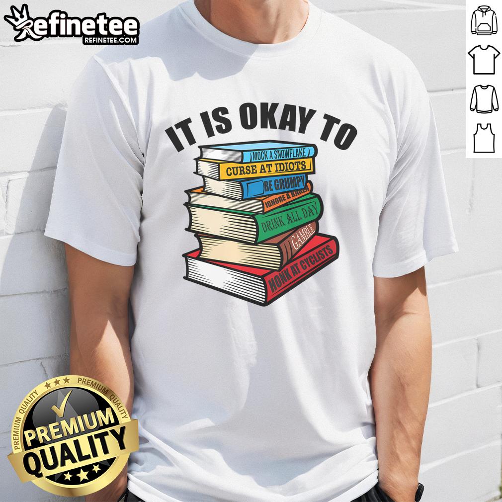 Funny Book Stack T-Shirt design for grumpy people, showcasing humorous satire for book lovers and humor enthusiasts.