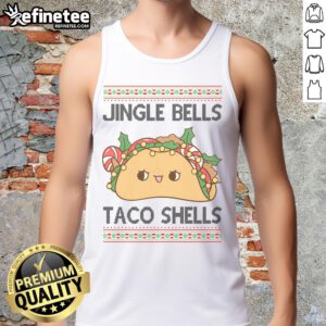 Funny Jingle Bells Taco Shells Christmas Tank Top featuring a playful taco design perfect for holiday festivities.
