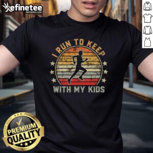 Funny Runner Dad T-Shirt with vintage sunset design, perfect for dads who run to keep up with their kids.