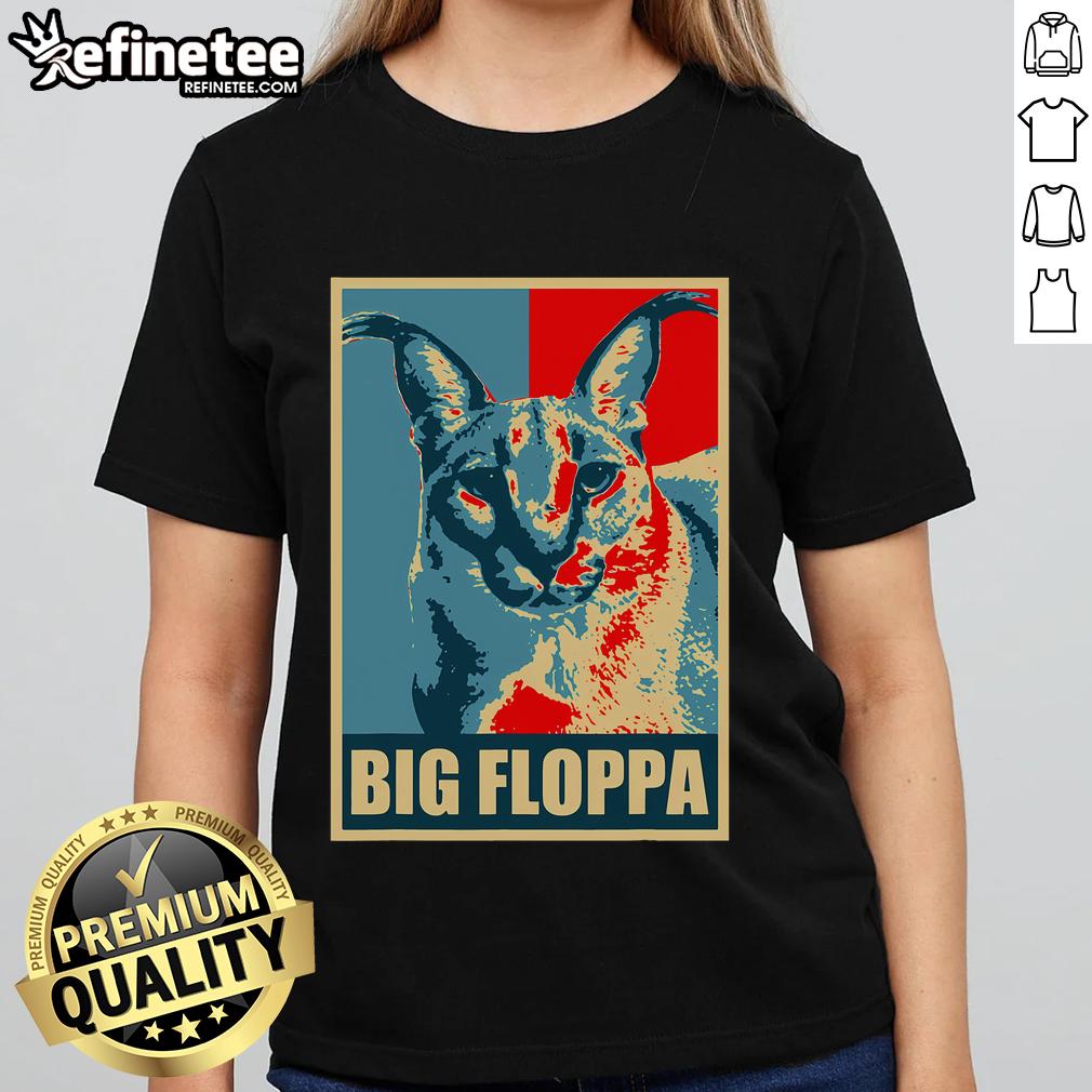 Alt Text: Good Big Floppa Caracal Cat Meme Ladies Tee featuring a playful caracal cat graphic on a stylish women's shirt.