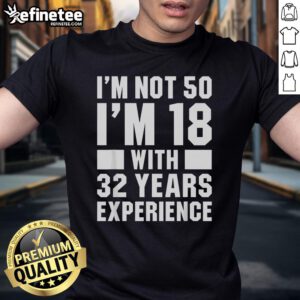Alt Text: Funny 50th birthday T-shirt saying 'Good I'm Not 50 I'm 18' - perfect gift for celebrating a milestone birthday.