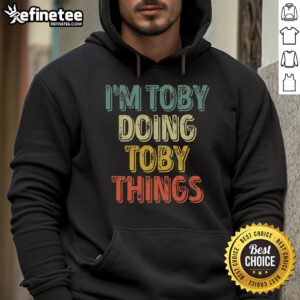 Good Im Toby wearing a vintage hoodie, showcasing personalized first name style and casual fashion.