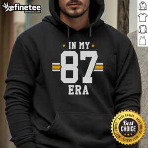 Funny football hoodie featuring 'Good In My 87 Era' design, perfect for fans of number 87 and sports apparel.