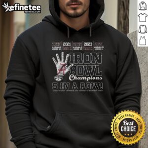Good Iron Bowl Champions 5 in a Row Limited Edition Hoodie featuring vibrant team colors and iconic championship logo.