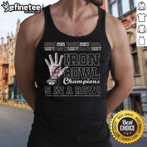 Limited Edition tank top celebrating Good Iron Bowl Champions 5 in a row, featuring bold graphics and vibrant colors.