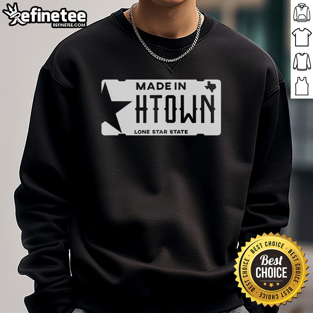 Alt Text: Good Made In H Town sweatshirt showcasing Houston, Texas pride with stylish design and vibrant colors.
