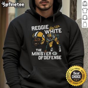 Alt Text: Good Packers homage Reggie Minister of Defense hoodie featuring bold graphics and classic design for fans.