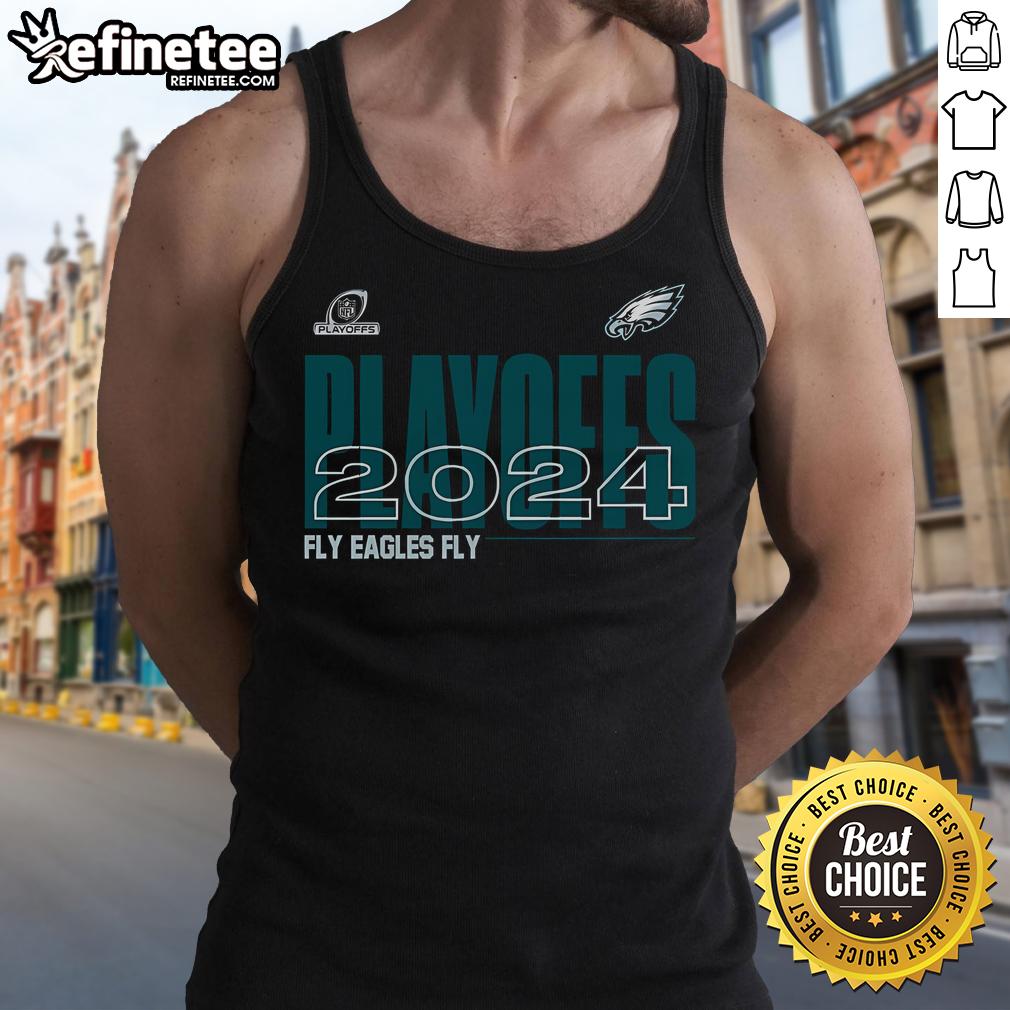 Good Philadelphia Eagles 2024 NFL Playoffs tank top featuring team colors and logo, perfect for game day attire.