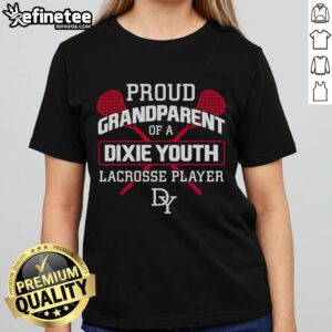 Good proud grandparent of a Dixie Youth Lacrosse player wearing a stylish ladies tee, celebrating youth sports.